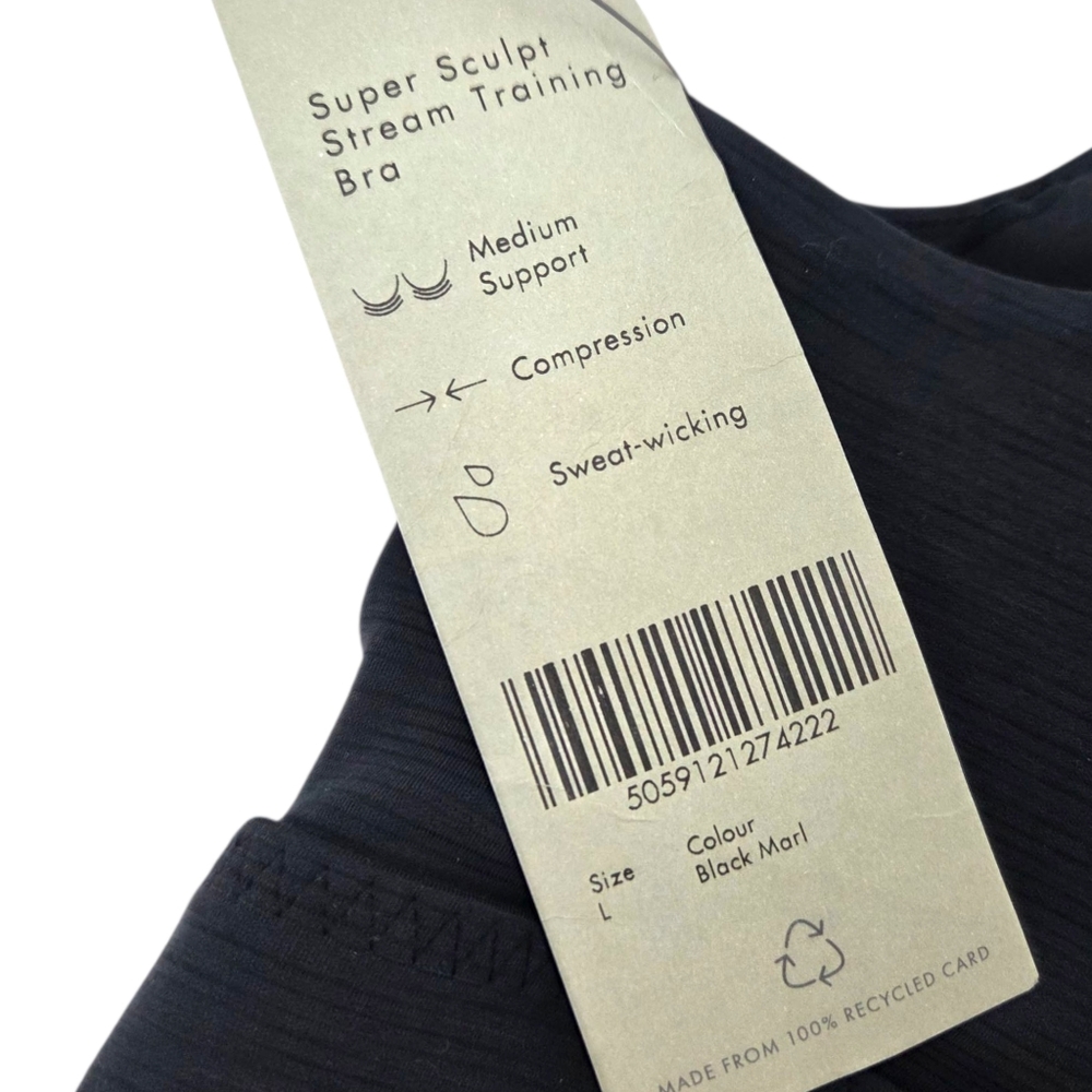 Sweaty Betty Sports Bra Super Sculpt Stream Training Bra NEW Womens Large Gray - Picture 3 of 9
